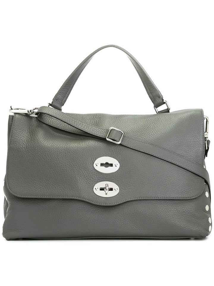 Zanellato Studded Detailing Tote, Grey, Calf Leather