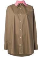 Plan C Contrast Collar Shirt - Brown