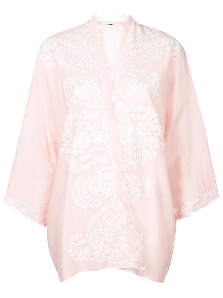 P.a.r.o.s.h. Embroidered Cashmere Cardigan - Pink & Purple