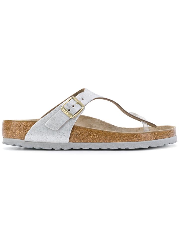 Birkenstock Brushed-effect Sandals - Metallic