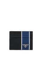 Prada Logo Striped Cardholder - Black