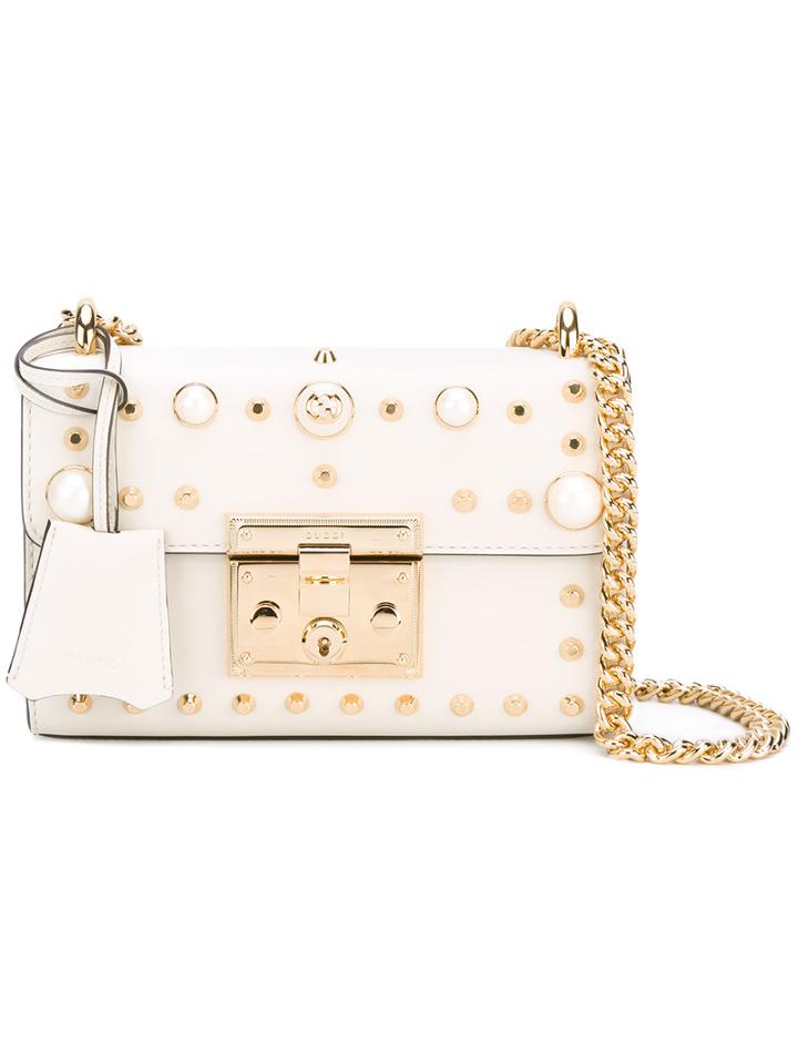Gucci - Padlock Studded Shoulder Bag - Women - Leather - One Size, Nude/neutrals, Leather