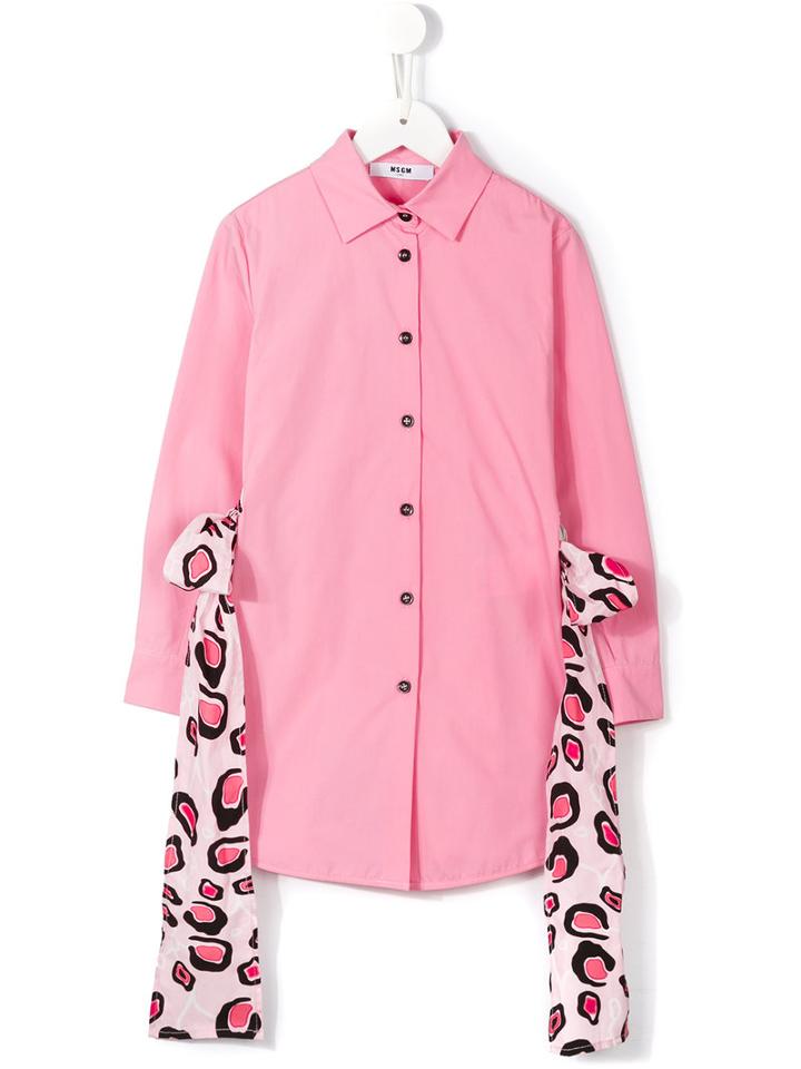 Msgm Kids Hanging Ribbons Shirt Dress, Girl's, Size: 6 Yrs, Pink/purple
