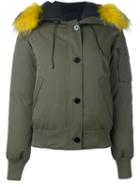 Kenzo 'tech' Puffer Jacket, Women's, Size: Small, Green, Feather Down/acrylic/nylon/racoon Fur
