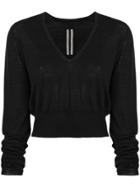 Rick Owens V-neck Cropped Sweater - Black