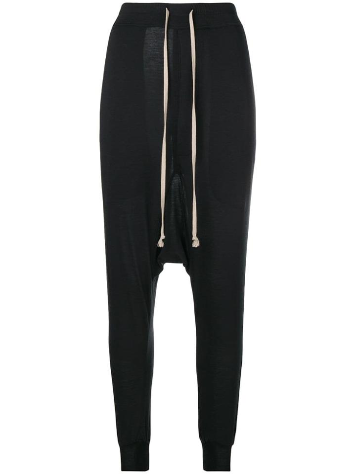 Rick Owens Lilies Dropped Crotch Track Pants - Black