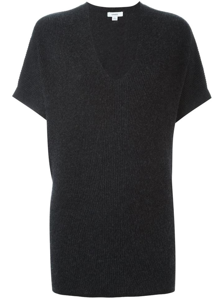 Vince V-neck Knitted Top, Women's, Size: Small, Grey, Cashmere/wool