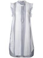 Stella Mccartney - Striped Sleeveless Dress - Women - Cotton/cupro - 42, Grey, Cotton/cupro