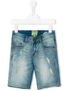 Vingino - Distressed Denim Shorts - Kids - Cotton/spandex/elastane - 12 Yrs, Blue