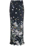 Givenchy Floral Pleated Maxi Skirt - Blue