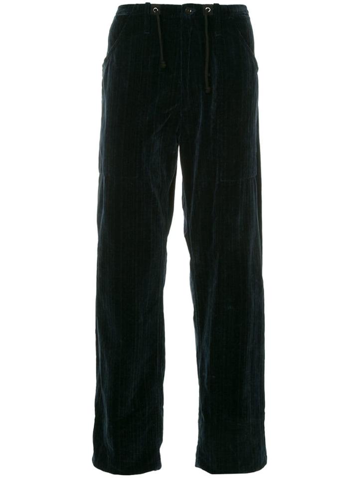Yohji Yamamoto Vintage Drawstring Striped Trousers - Blue