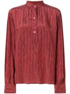 Gucci Vintage Mandarin Collar Embroidered Shirt - Pink & Purple