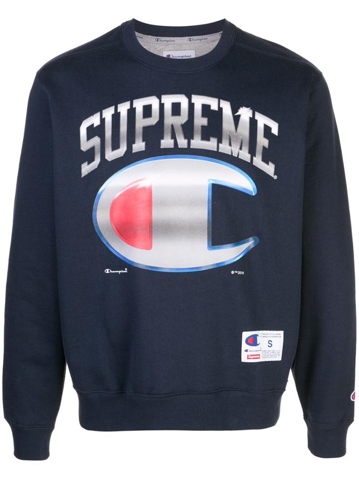 Supreme Logo Print Sweatshirt - Blue