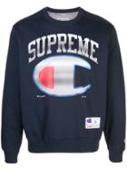Supreme Logo Print Sweatshirt - Blue