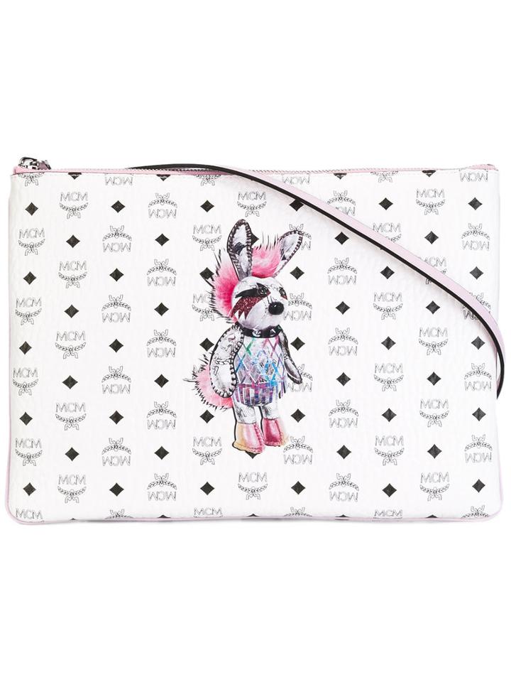 Mcm Punk Rabbit Clutch Bag, Women's, White, Calf Leather
