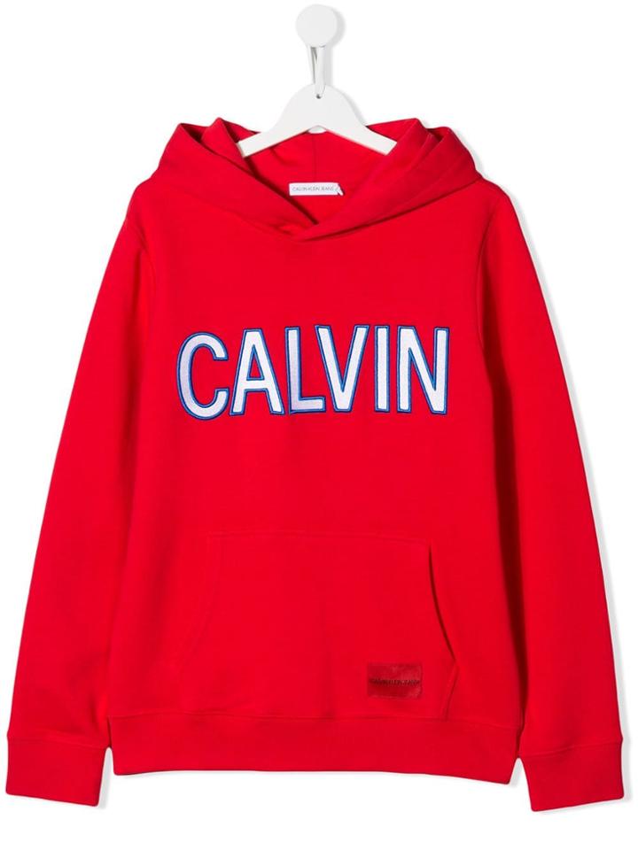Calvin Klein Kids Logo Embroidered Hoodie