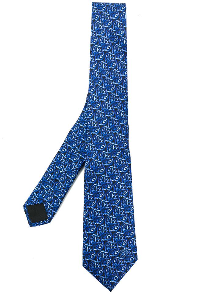 Versace Baroque Print Tie - Blue