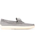 Tod S Classic Deck Shoes, Men's, Size: 6.5, Grey, Calf Leather/leather/rubber