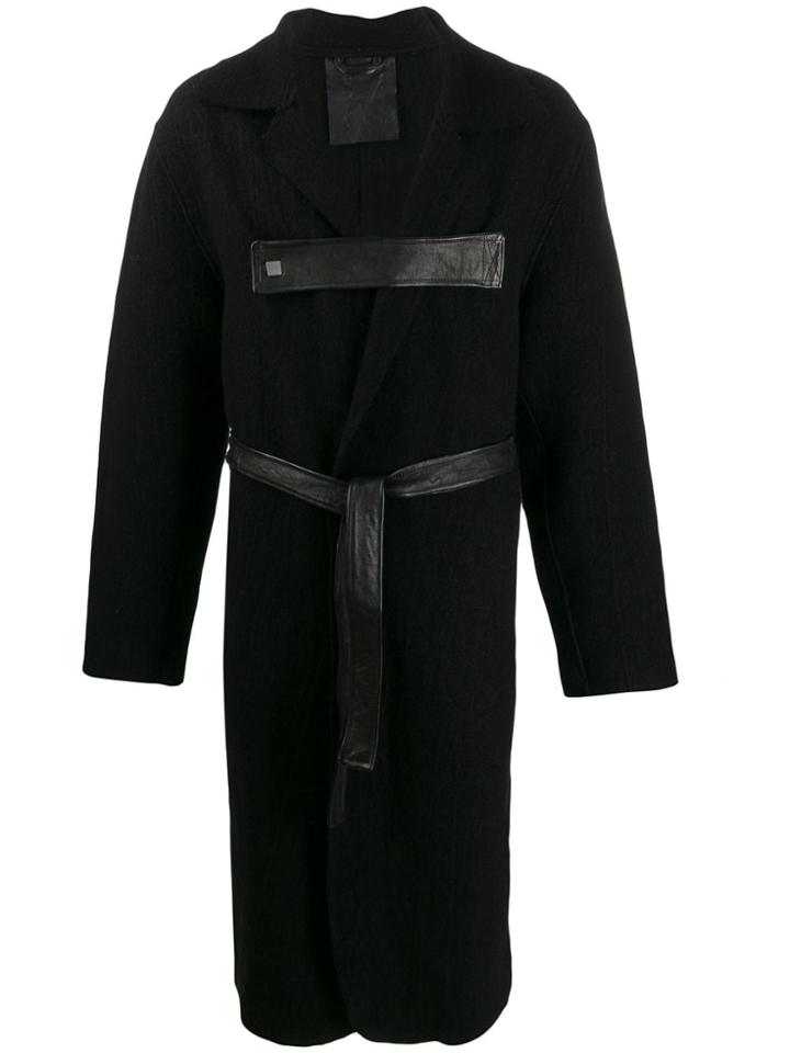 10sei0otto Front Strap Midi Coat - Black