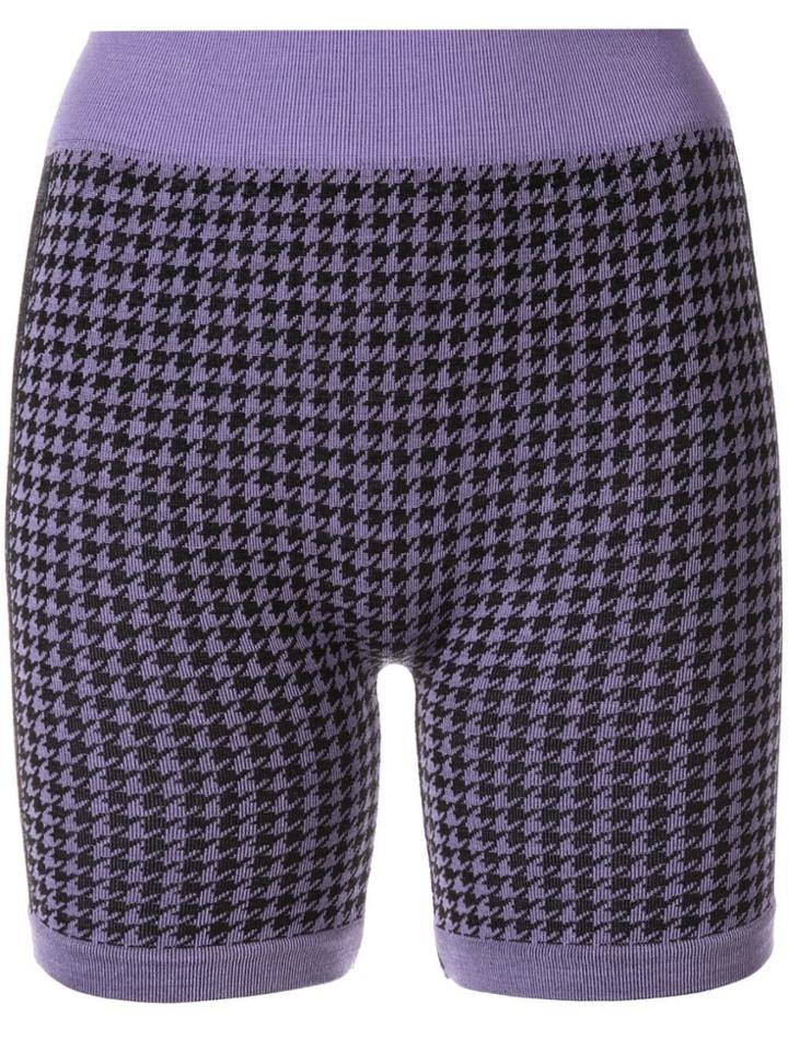Nagnata Suki Houndstooth Biker Shorts - Purple
