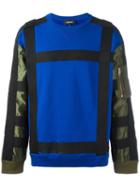 Diesel Colour Block Sweatshirt, Men's, Size: Large, Blue, Cotton