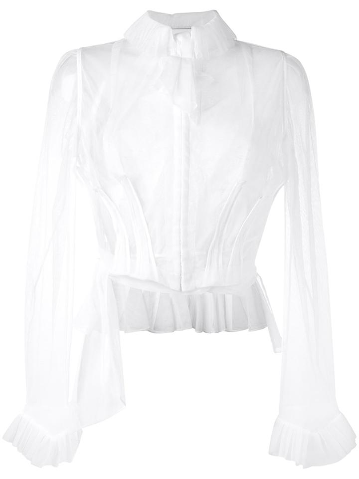 Maison Margiela Fitted Tulle Jacket - White