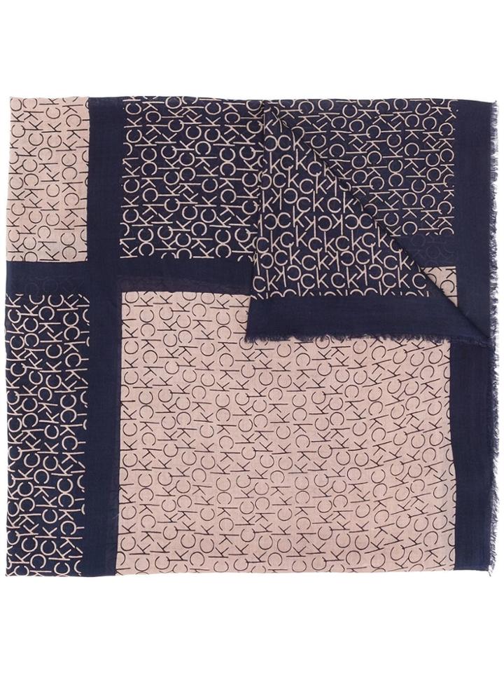 Calvin Klein Colourblock Monogram Scarf - Blue