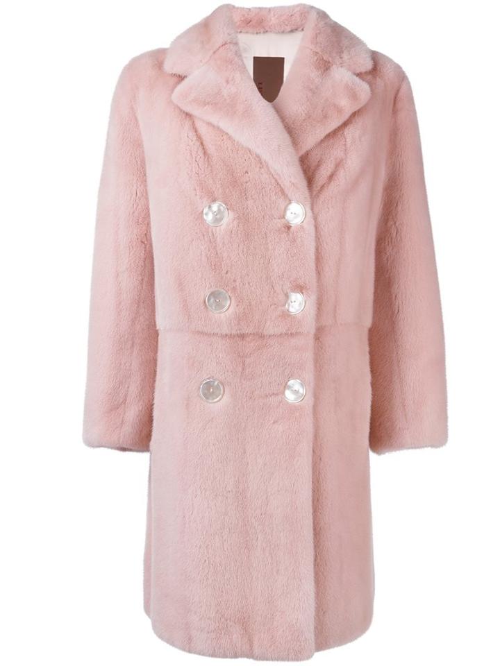 Liska Mink Fur Coat, Women's, Size: 42, Pink/purple, Mink Fur/silk