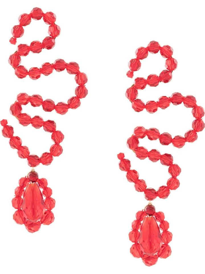 Simone Rocha Curved Drop Earrings - Red