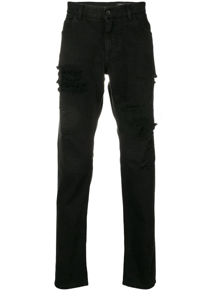 Dolce & Gabbana Ripped Denim Jeans - Black