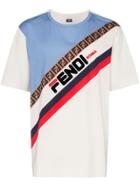 Fendi Fendi Mania Fila Logo Cotton T-shirt - White