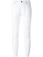 Gaelle Bonheur Distressed Skinny Jeans, Women's, Size: 27, White, Cotton/spandex/elastane
