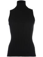 Maison Margiela Ribbed Knit Top, Women's, Size: Medium, Black, Wool
