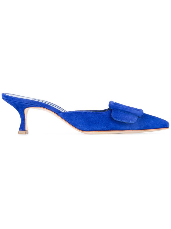 Manolo Blahnik Maysale Mules - Blue