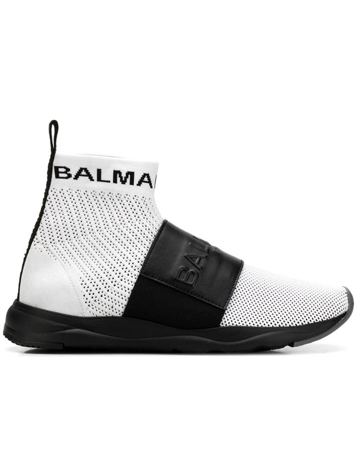 Balmain Strap Running Sneakers - White