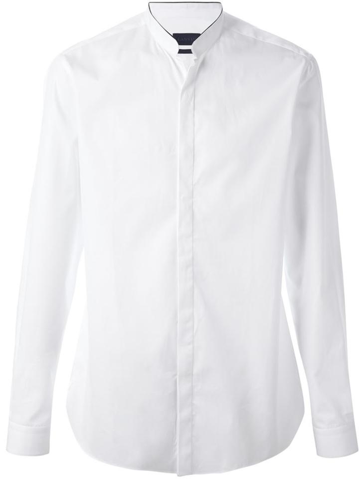 Lanvin Mandarin Collar Shirt, Men's, Size: 40, White, Cotton