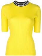 Proenza Schouler Pswl Logo Knit Short Sleeve Crewneck Top - Yellow