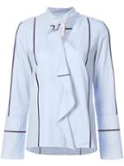 Derek Lam 10 Crosby Long Sleeve Ruffle Front Shirt - Blue