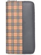 Burberry Small Scale Check And Leather Ziparound Wallet - Grey