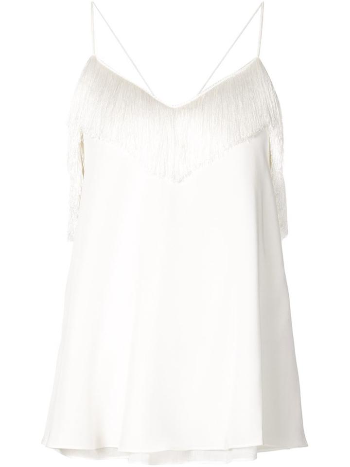 Derek Lam 10 Crosby Fringed Cami Top, Women's, Size: 6, White, Silk