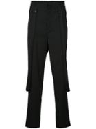 Consistence Slim Fit Trousers With Hanging Suspenders - Black
