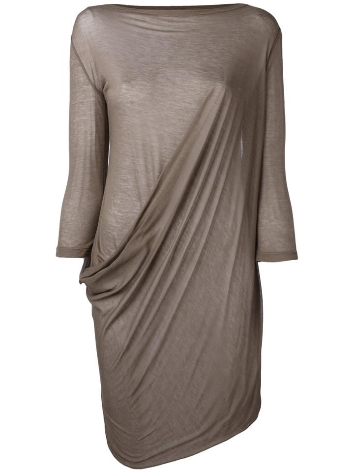 Rick Owens Lilies Draped Sheer Top, Women's, Size: 38, Grey, Cotton/polyamide/viscose