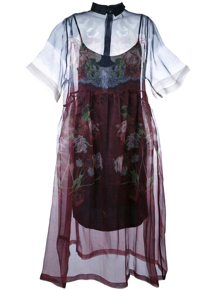 Mother Of Pearl Floral Print Sheer Dress
