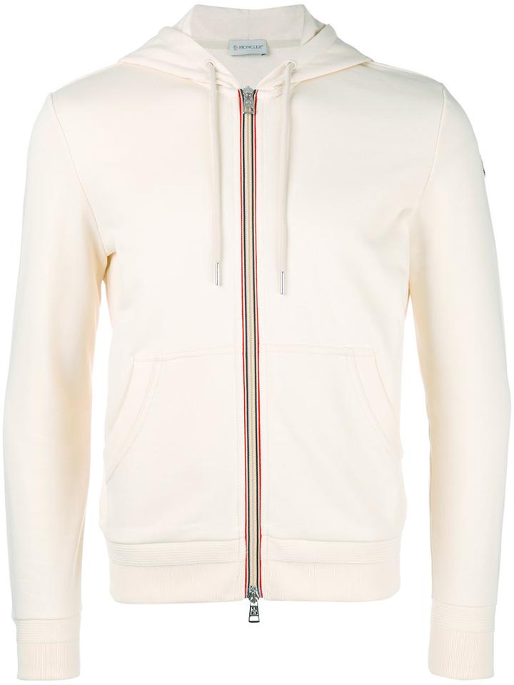 Moncler Striped Trim Hoodie, Men's, Size: Medium, Nude/neutrals, Cotton