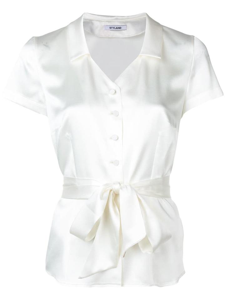 Styland Tie-waist Blouse - White