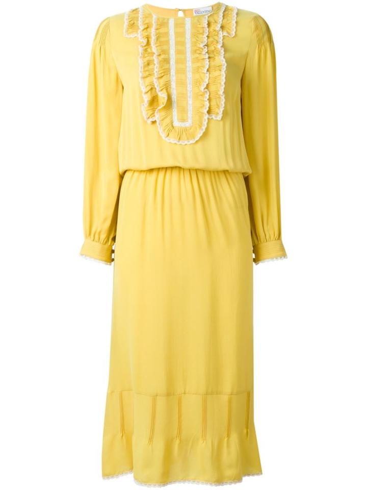 Red Valentino Frill Bib Midi Dress