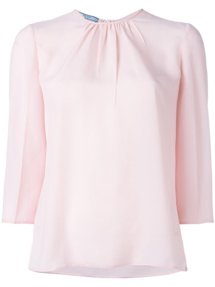 Prada Pleated Neck Blouse, Women's, Size: 40, Pink/purple, Polyester