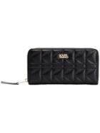 Karl Lagerfeld K/kuilted Zip Around Wallet - Black