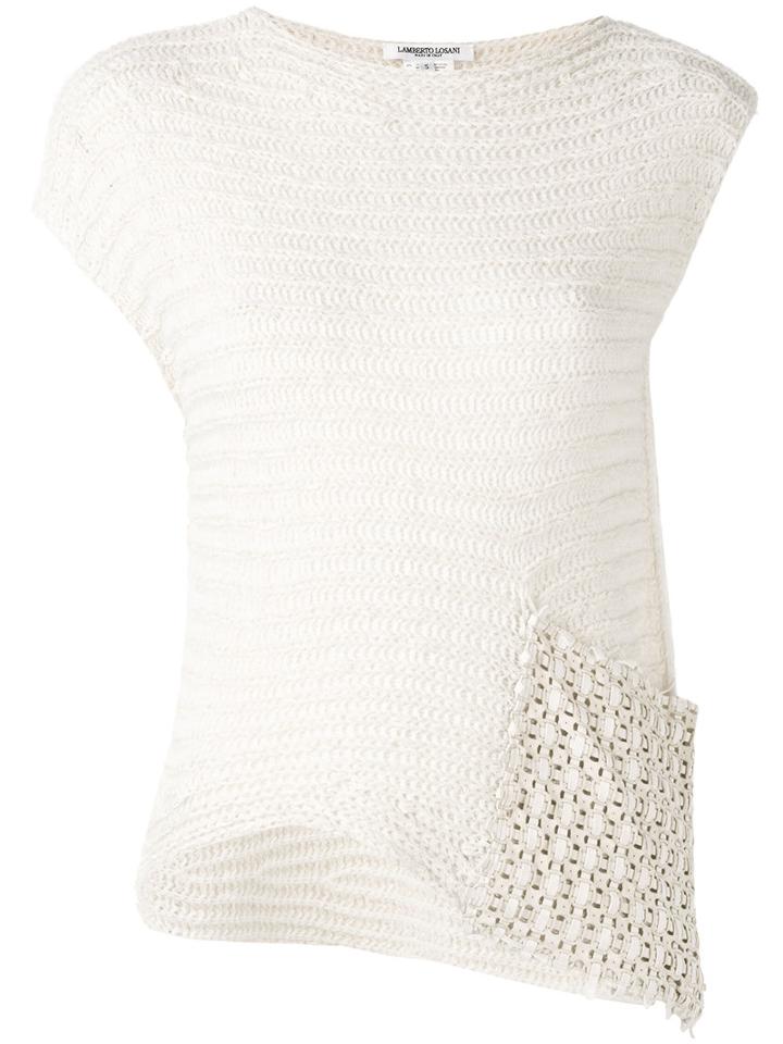 Lamberto Losani Suede Patch Tank, Women's, Size: Medium, Nude/neutrals, Cotton/suede/polyamide/cashmere