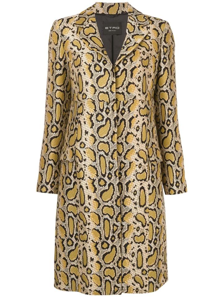 Etro Snakeskin-print Fitted Coat - Yellow & Orange